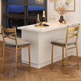 Set Garvee 4 Sgabelli da Bar Imbottiti con Schienale Ergonomico e Poggiapiedi in Pelle PU Oro per Cucina e Isola - Gold