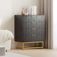 Cassettiera Garvee a 4 cassetti con gambe in metallo per soggiorno e camera da letto, 32 pollici, moderna, cassetti in tessuto, robusta