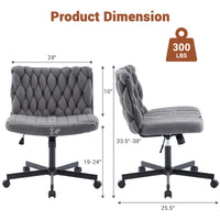 Sedia da ufficio Garvee Criss Cross con rotelle, seduta ampia, girevole a 360°, struttura in metallo, senza braccioli, design moderno per ufficio domestico e toeletta, 26 pollici, nero