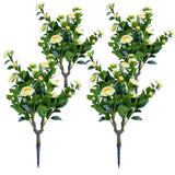 Garvee Palline Artificiali Topiary con Fiori Camelia, 90 cm, PE Resistente UV, Picchetto in Metallo, Set di 2, Decorazione per Interni ed Esterni - Yellow