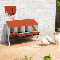 Nido per polli Garvee a 3 fori, in metallo, antiruggine, con vassoio rimovibile per cortile e fattoria, comodo e facile da pulire