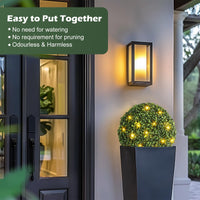 Garvee, palla di bosso artificiale da 16 pollici con 8 modalità di luce, a batteria, materiale PE per giardino e matrimoni, resistente ai raggi UV, telecomando, verde