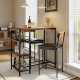 Garvee Set Da Pranzo Moderno 3 Pezzi Con Tavolo E 2 Sgabelli Imbottiti, Telaio In Metallo, Portabottiglie Integrato, Design Salvaspazio Per Cucina E Angolo Colazione, 36"L X 16.7"W X 37.2"H, Nero - Brown
