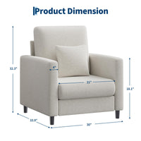 Divano Garvee da 33,9" in ciniglia con anima a molle insacchettate da 7,5" per soggiorno e camera da letto, beige compatto