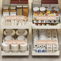 Cassetto telescopico Garvee, cassetto estensibile, organizer per mobili da cucina, 20 cm L x 43 cm P x 7 cm A, nero, senza fori o chiodi.