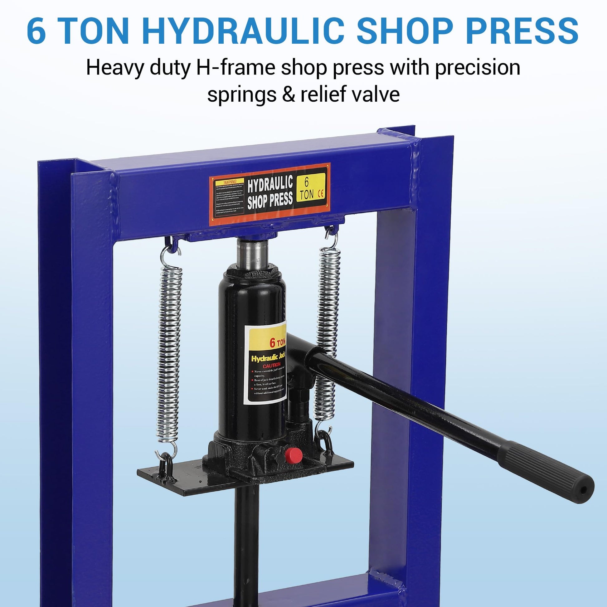 Pressa idraulica Garvee 6T con telaio a H e 2 piastre di pressione per officina di riparazione auto, blu, tavolo da lavoro regolabile, acciaio