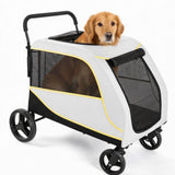 Garvee Passeggino per Cani Grandi e Medi, Telaio in Alluminio, Doppio Ingresso, Freno a Pedale, 110x70x107 cm, Nero, Ideale per Passeggiate e Viaggi - Off-White And Black