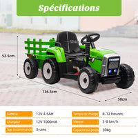 Trattore elettrico Garvee a batteria, giocattolo per bambini, verde, con struttura sicura per i bambini e ruote robuste, per divertirsi dai 3 anni in su, sia all'interno che all'esterno.