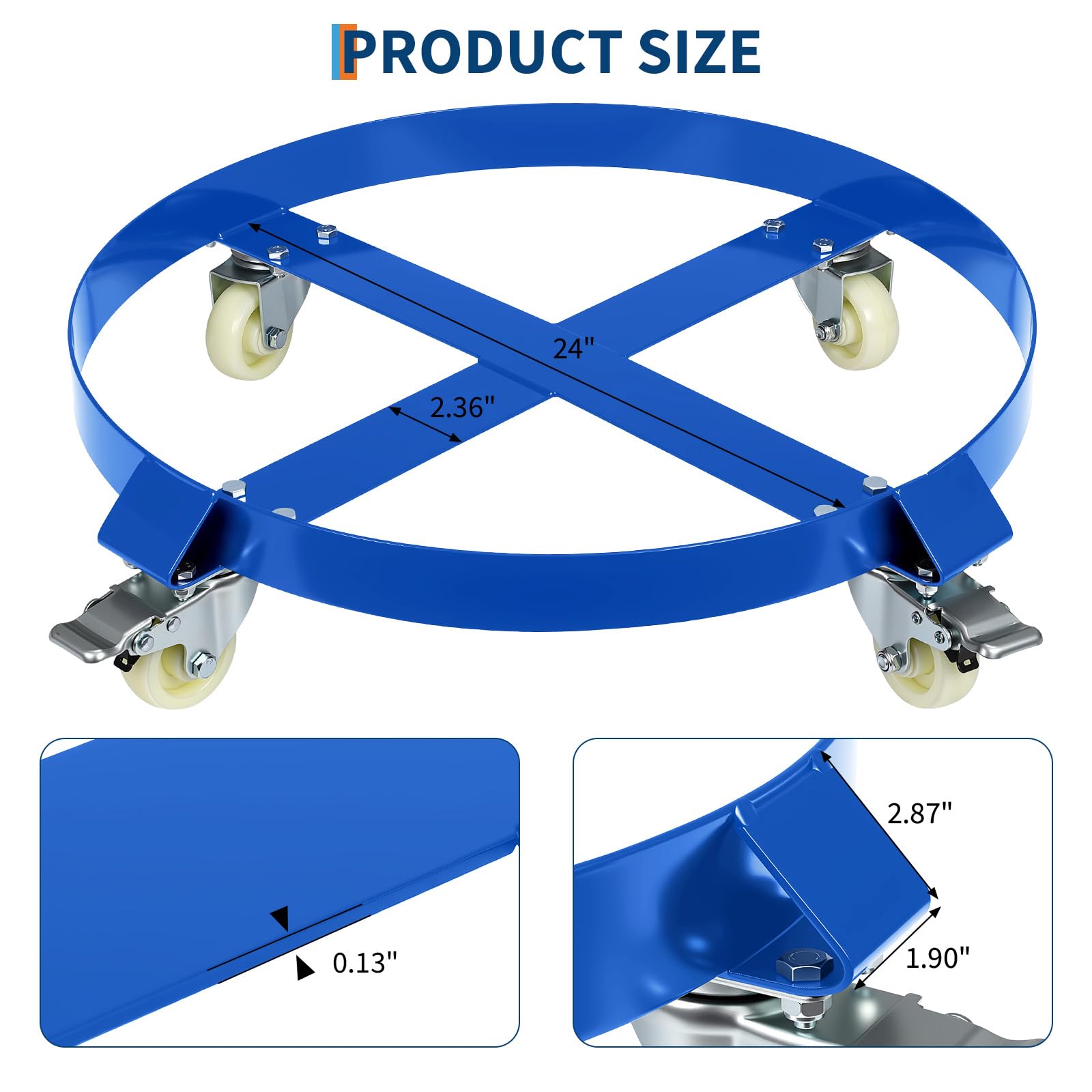 Carrello per Fusti Garvee 55 Galloni 1000 libbre - Ruote 360° con Freni, Acciaio Zincato 24" per Officina | Perfetto per Festa del Papà
