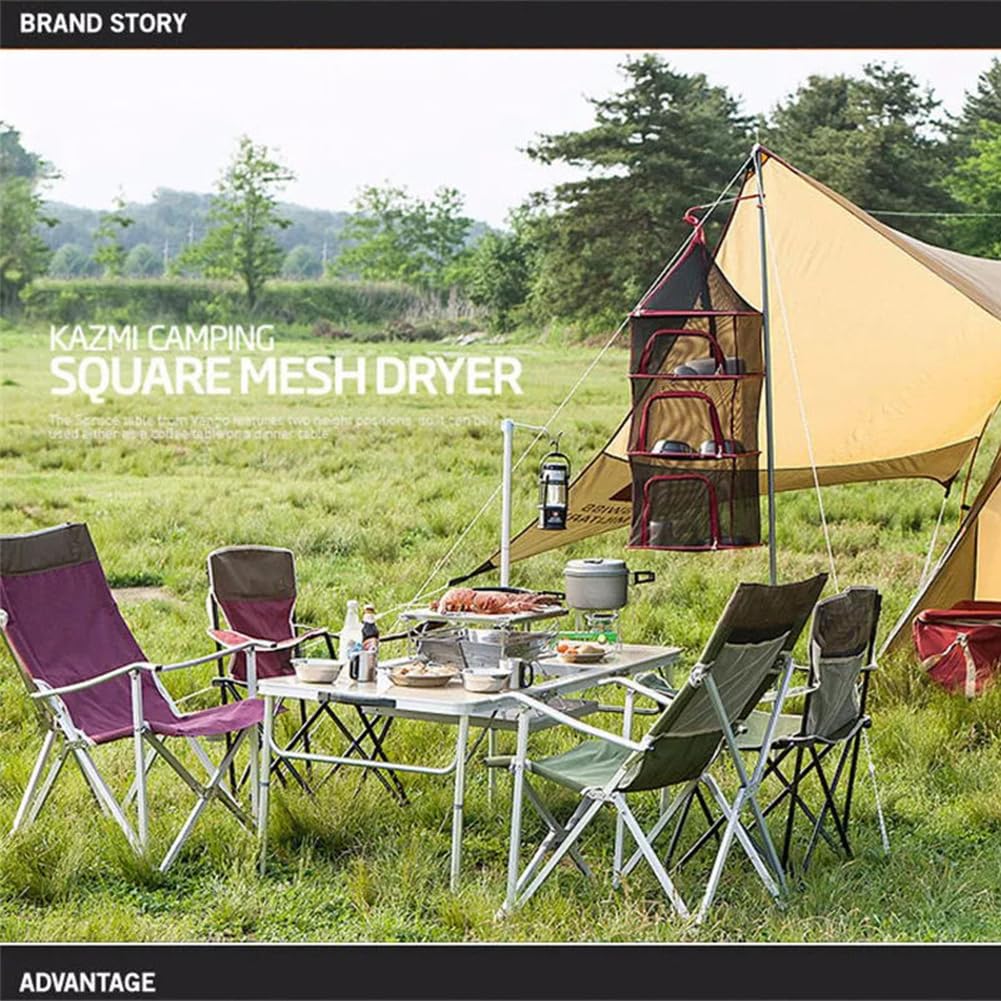 Rete portaoggetti portatile Garvee in tessuto di nylon, 3 strati, pieghevole, per picnic, utensili da cucina, essiccazione degli alimenti