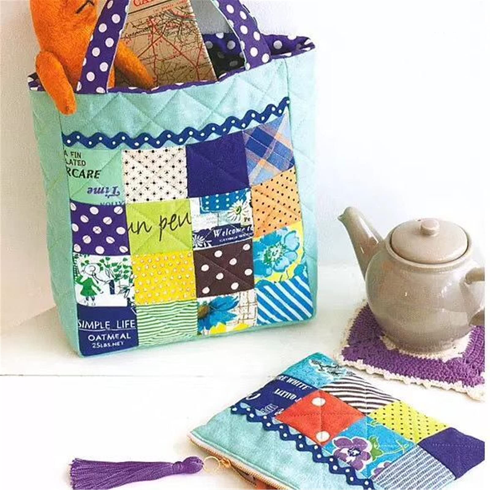 Garvee 50 pezzi di tessuto di cotone floreale quadrato - Morbido e resistente - Patchwork e fai da te - 10x10 cm - Marrone