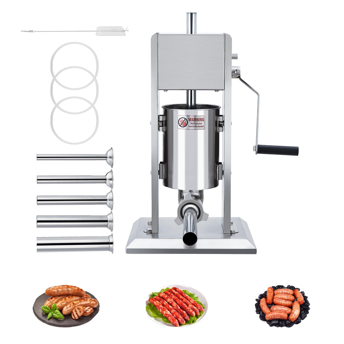Insaccatrice Salsicce Garvee 3 Litri Acciaio Inox Manuale Festa del Papà – 5 Tubi e Doppio Scarico per Riempimento Perfetto