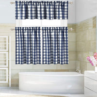 Tende corte Garvee per finestre di bar con motivo a quadri Gingham, filtranti per la luce, facili da pulire, 56"x15", poliestere, per cucina e camera da letto