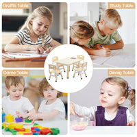 Garvee Tavolo Bambini con 4 Sedie Regolabile Altezza, Piano Scrivibile, Piedi Antiscivolo, Legno Rovere, Casa e Scuola, Multicolore