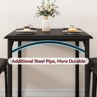 Set da pranzo Garvee da 5 pezzi, tavolo da pranzo rustico nero con sedie imbottite, per piccoli spazi, 44,33" L x 27,63" P x 30,03" H