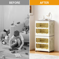 Contenitore pieghevole Garvee da 135 litri con coperchio e ruote per camera da letto e ufficio, robusto, impilabile, facile da spostare, grigio