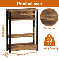 Tavolino laterale stretto Garvee, 3 ripiani con portariviste, in legno MDF, robusto e salvaspazio, marrone, per soggiorno e camera da letto, 18,11x7,87x25,2 pollici