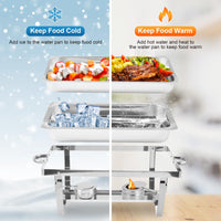 Garvee Chafing Dishes Buffet Set, confezione da 4, 8 Qt in acciaio inossidabile, temperatura controllata, telaio pieghevole sicuro per catering