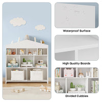 Garvee Libreria per Bambini con 9 Cubi di Stoccaggio, Organizer Giocattoli, Design a Casetta, Legno Robusto, Antiribaltamento, Facile da Pulire, per Cameretta e Asilo, 39.4x40.7x11.8 Pollici, Naturale