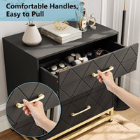 Cassettiera in legno Garvee per camera da letto, 3 cassetti, MDF, nero, moderna, robusta, salvaspazio, soggiorno, corridoio