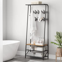 Panca da ingresso Garvee con 10 ganci – Struttura in metallo, effetto legno, scarpiera e seduta 4 in 1 per ingresso e soggiorno