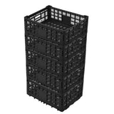 Garvee Cassa Pieghevole 52L in Plastica Resistente - Impilabile, Leggera - Per Garage, Cucina, Ufficio, Polipropilene Rinforzato, Maniglie Comode, Multiuso - 5Nero