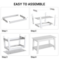 Tavolino da caffè Garvee 80 cm rustico moderno da fattoria, 2 livelli, legno, bianco, rettangolare, soggiorno, ufficio, camera da letto