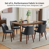 Garvee Set 2 Sedie da Pranzo Moderne con Schienale Ergonomico e Gambe in Legno Massiccio, Imbottitura in Lino, Grigio Scuro, Cucina e Soggiorno - Dark Grey