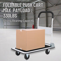 Carrello a mano con piattaforma pieghevole Garvee, capacità di carico di 150 kg, ruote in acciaio e gomma, maniglia comoda, ufficio e magazzino