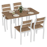 Garvee Set Tavolo da Pranzo Moderno per 4 Persone, Design Salvaspazio, Metallo e Legno, Sedie Ergonomiche, Bianco e Venature Legno - Cuscino in legno bianco tubolare + colore venature del legno