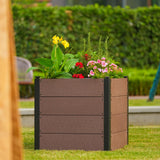 Garvee Letto da Giardino Rialzato in Legno 64x64x58 cm, Materiale Composito Eco, Angoli Antiruggine, per Patio e Balcone, Drenaggio Superiore