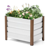 Garvee Vaso in Alluminio 61x41x46 cm Bianco, Giardino Rialzato Moderno con Drenaggio Efficiente, Angoli Arrotondati, per Patio e Balcone - White