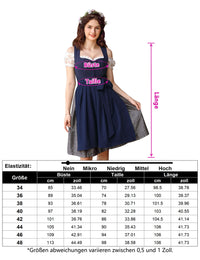 Garvee - Set da 3 pezzi in Dirndl tradizionale midi da donna per Oktoberfest, Carnevale e Martedì Grasso, blu, taglia 36, tradizionale, elegante, di alta qualità
