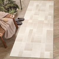 Tappeto Garvee lavabile a pelo corto 80 x 150 cm beige antiscivolo moderno per soggiorno camera da letto cucina