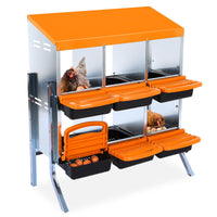 Nido per polli Garvee a 2 piani con 6 scomparti, in metallo, tetto impermeabile, pavimento antiscivolo, arrotolabile per pollaio