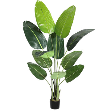 Albero artificiale di uccello del paradiso Garvee da 5,5 piedi con 11 tronchi, regolabile, vaso di cemento, decorazione per interni ed esterni, verde