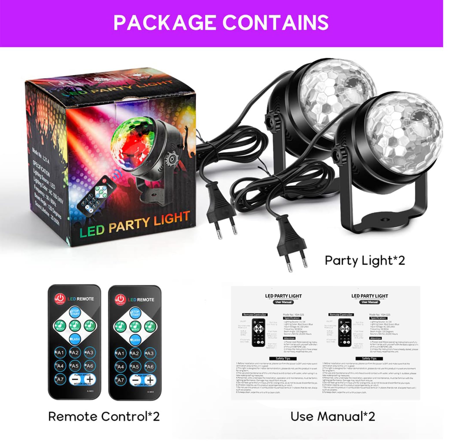 Sfera da discoteca LED RGB Garvee con 7 colori, attivata dal suono, rotazione di 360°, cavo USB da 4 m per feste, compleanni, bar, matrimoni, Natale