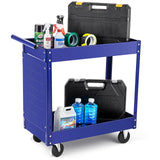Garvee Carrello Utility in Metallo 2 Ripiani Capacità 150 kg Ruote Girevoli con Freno Acciaio Robusto Officina e Magazzino 74 x 38,5 x 81,5 cm - Blue