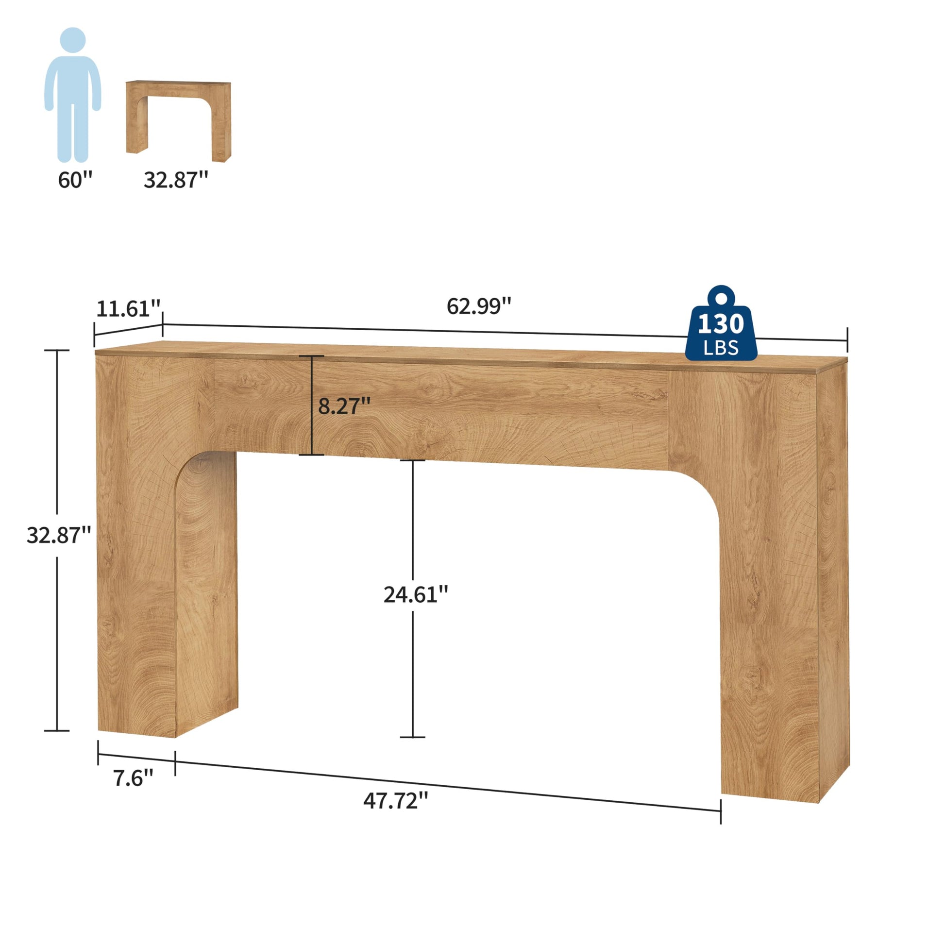 Tavolo consolle Garvee Farmhouse da 63 pollici in legno, sottile, rustico, stalla, rovere scuro, per soggiorno, corridoio, appartamento