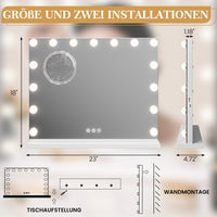 Specchio per il trucco GARVEE Hollywood 58 x 46 cm con 15 luci LED Specchio per il trucco touch bianco