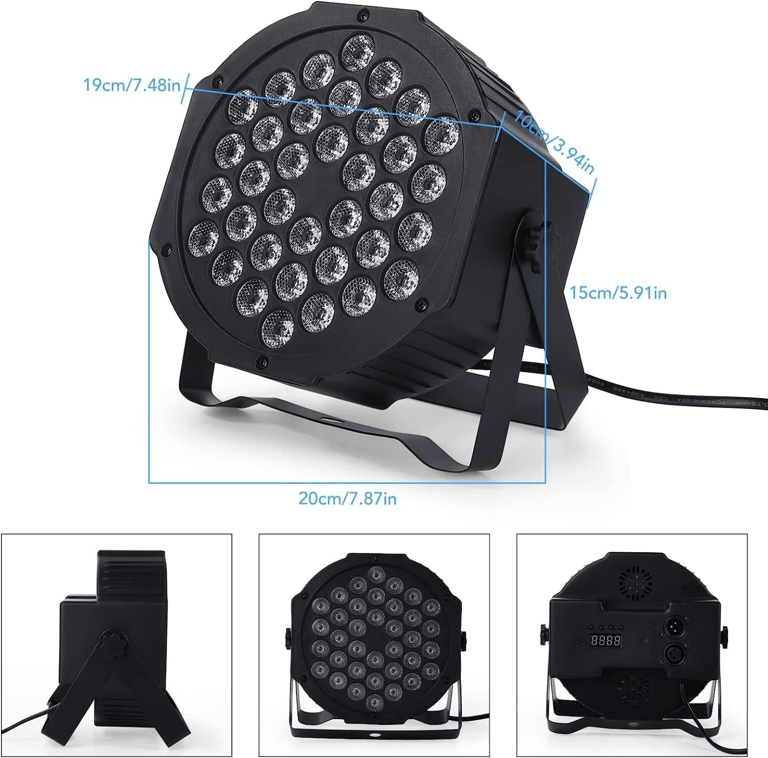 GARVEE LED Light 4-Pack RGB 36 LED DMX512 Supporto in metallo attivato dal suono per palcoscenici da discoteca per feste, protezione IP20, nero compatto