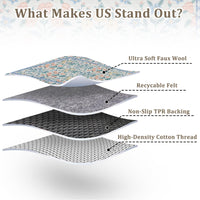 Tappeto decorativo Garvee per interni Boho 160x230cm, nero, a pelo corto, antiscivolo, con motivo floreale, per soggiorno, cameretta dei bambini, sala giochi