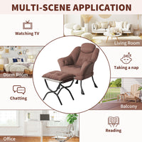 Sedia da lettura ergonomica Garvee Lazy Chair con poggiapiedi per piccoli spazi, pieghevole, imbottitura in cotone PP, rivestimento rimovibile e lavabile, moderna, comoda, grigia