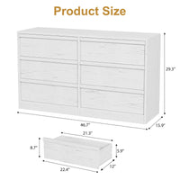 Cassettiera Garvee a 6 cassetti, bianco antico, per camera da letto, soggiorno e corridoio, spaziosa, robusta, multifunzionale, in legno