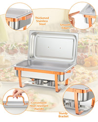 Garvee Chafing Dish Buffet Set da 8 litri in acciaio inossidabile oro rosa per catering e feste, confezione da 4