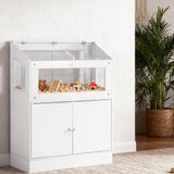 Garvee Gabbia per Criceti con Armadietto, Ampio Spazio, Legno e Pannelli Acrilici Trasparenti, Ventilazione Totale, 80x40x108 cm, Naturale