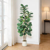 Garvee Albero Artificiale Ficus 6Ft con Rami Flessibili, Vaso Bianco, Realistico per Soggiorno e Ufficio, Bassa Manutenzione - Green 6Ft