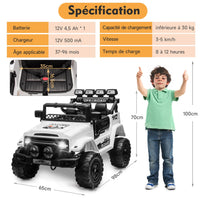 Garvee 12V Auto elettrica per bambini bianca con LED, suono, Bluetooth per centri commerciali, cortili e parchi giochi