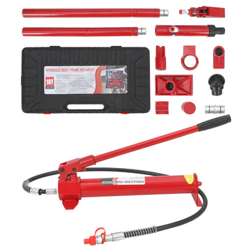 Garvee Porta Power Kit 12T Cric idraulico per impieghi gravosi, telaio in acciaio, set completo di riparazione con custodia per il trasporto per officina e cantiere, robusto, versatile, compatto