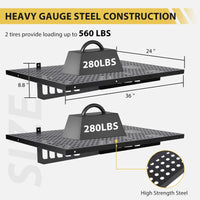 Scaffali da parete per garage Garvee, confezione da 2, resistenti, 2 x 3 piedi, in acciaio, montati a parete, per officina e garage, capacità di carico di 560 libbre, neri
